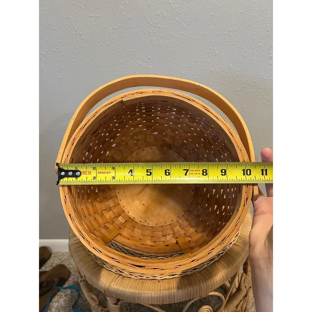 Vintage Splint Wood Bread Basket Open Face